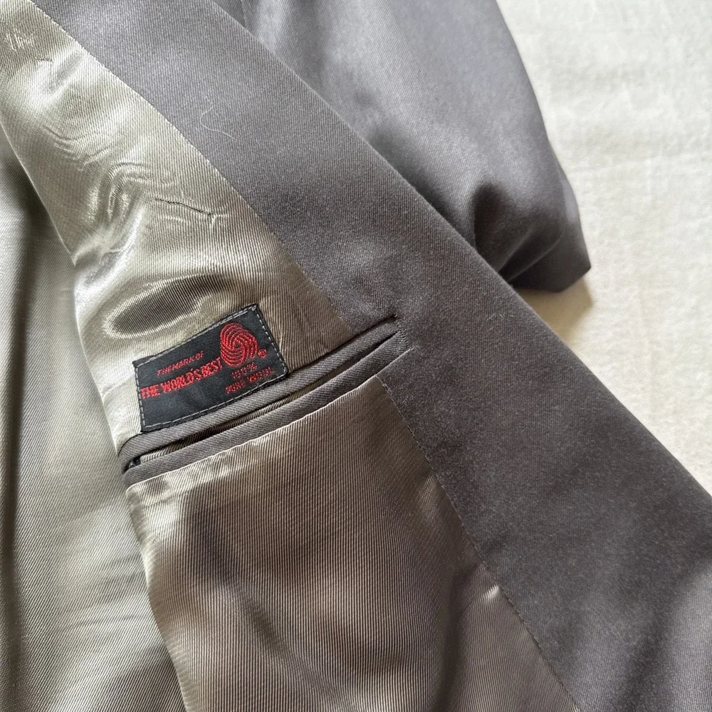 Andre Villard Men's Charcoal Gray Blazer Size 40S 100% Wool Double Breasted